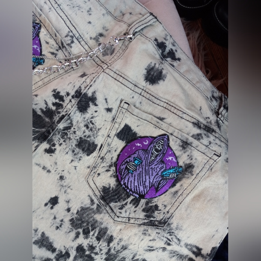 Club Exx × RAGE custom grim reaper tie dyed OOAK shorts! Rdy! - Picture 7 of 10